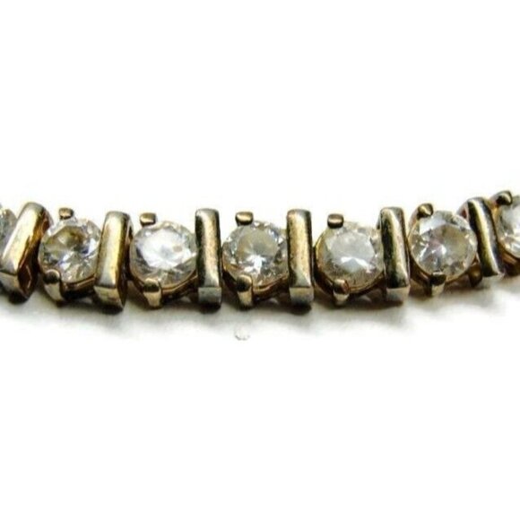 7" Tennis Bracelet Gold Plated 925 Sterling Silver Simulated Cubic Zirconia - Picture 2 of 10
